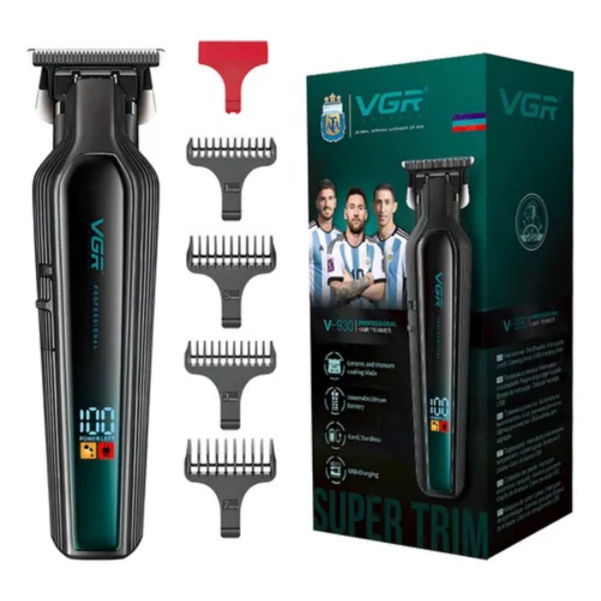VGR - Máquina Corta Pelo Vgr Eléctrica Inalámbrica Profesiona V930 Color Negro