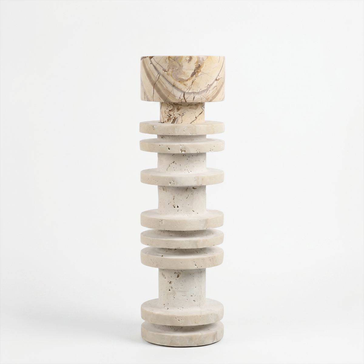 SANTU HOME & DECO - Candelabro Torre Travertino Column Otto Anelli