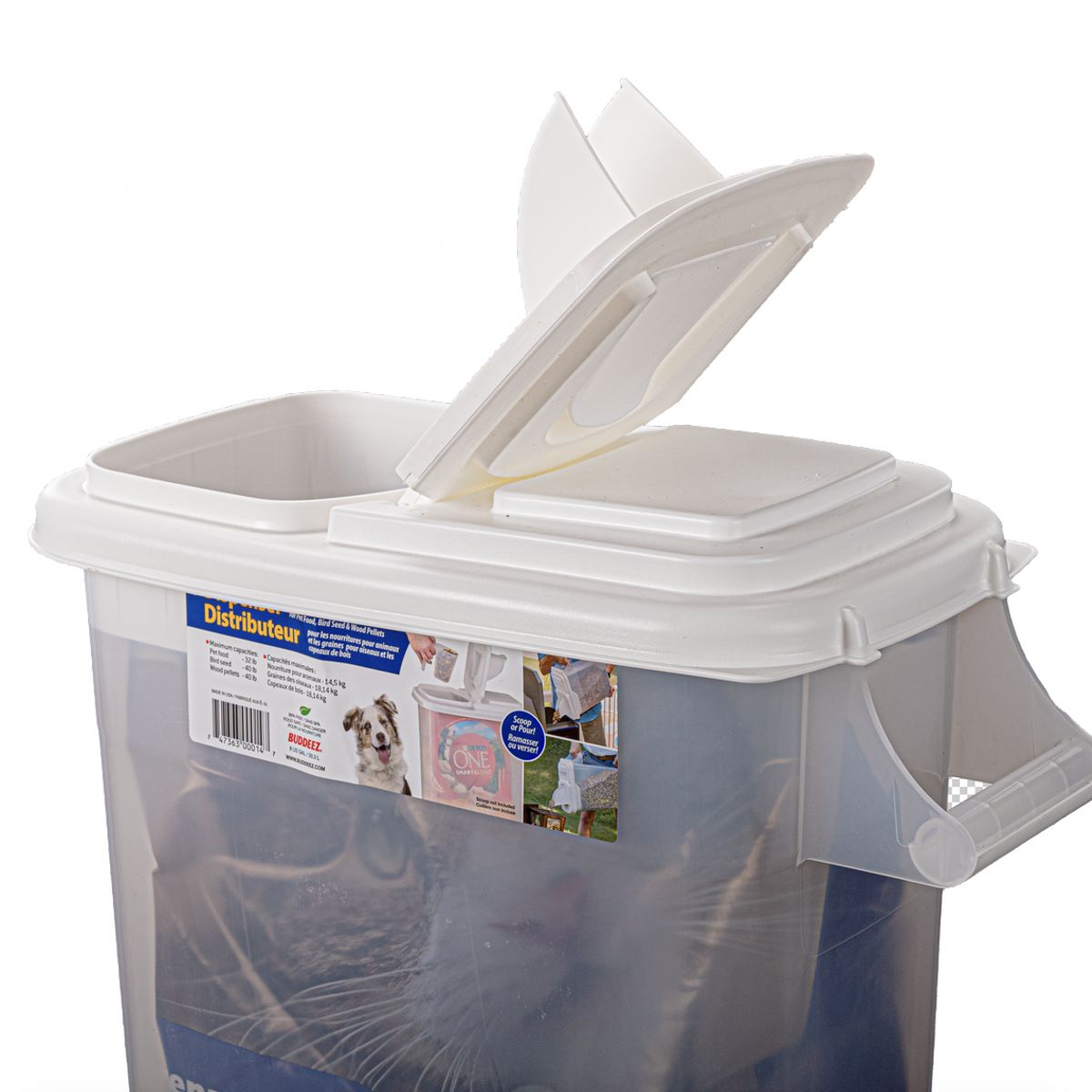 GENERICO - Dispensador de alimentos 30 L (aprox 12Kg) - BPA free - Buddeez