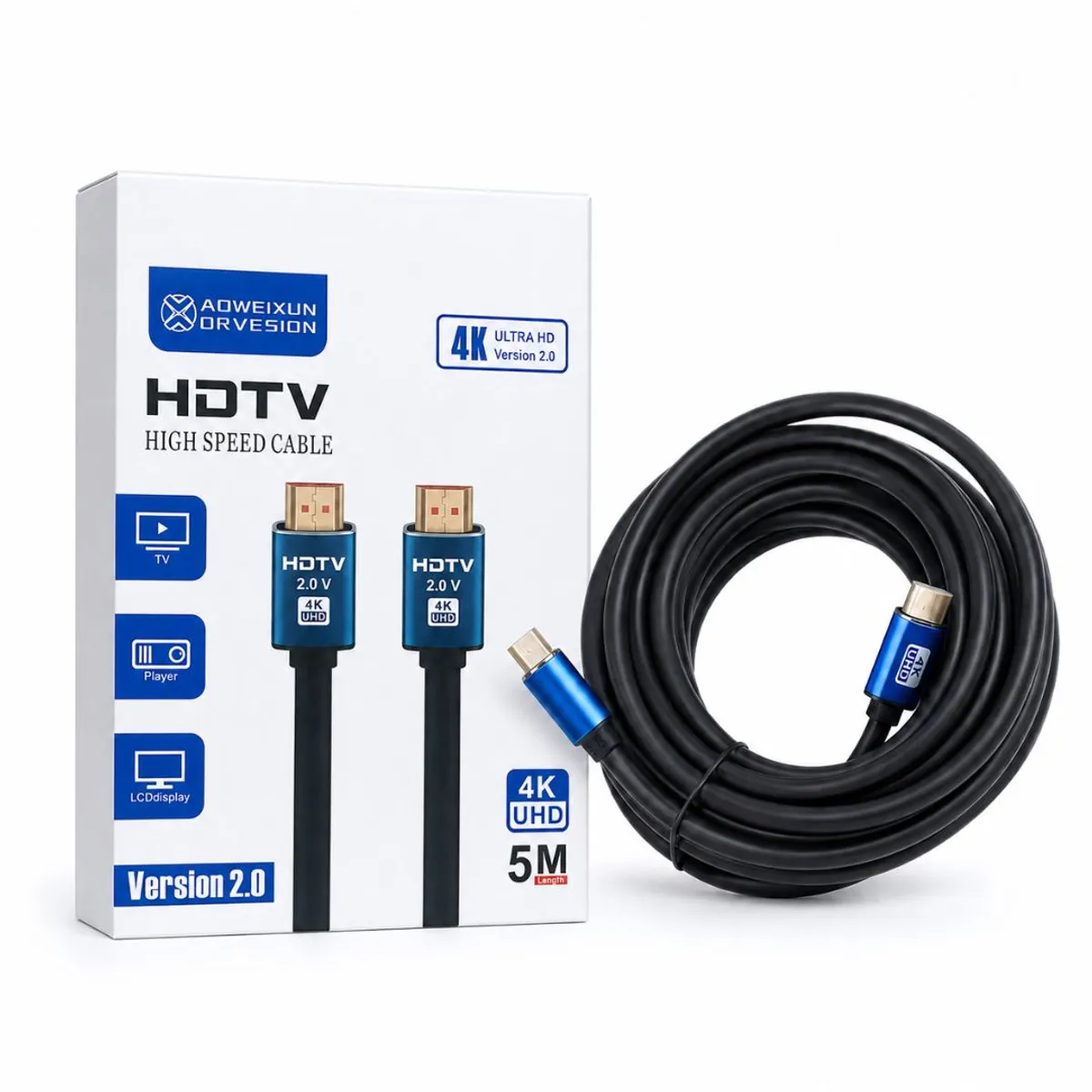 GENERICO - Cable HDMI 5 Metros 4K UHD V2.0 Alta Velocidad Reforzado