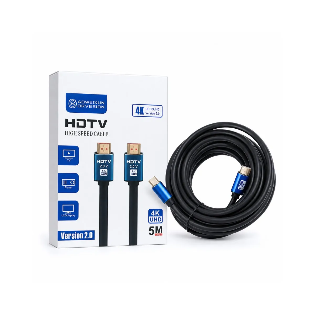 GENERICO - Cable HDMI 5 Metros 4K UHD V2.0 Alta Velocidad Reforzado
