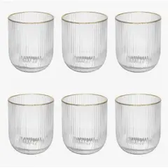 GENERICO - Set 6 Vasos Acanalado Dorado