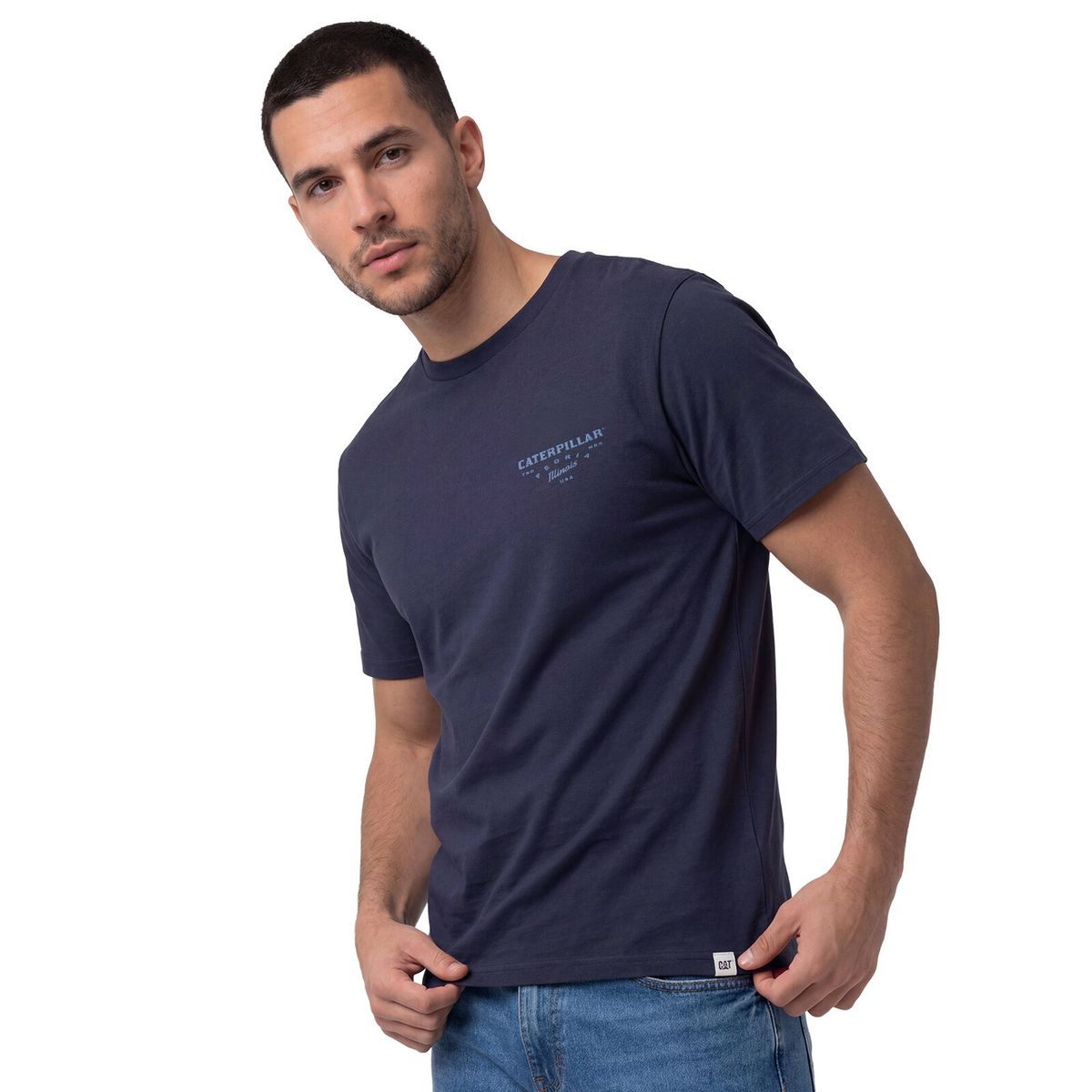 CAT - Polera Manga Corta Hombre Heritage Peoria Azul CAT