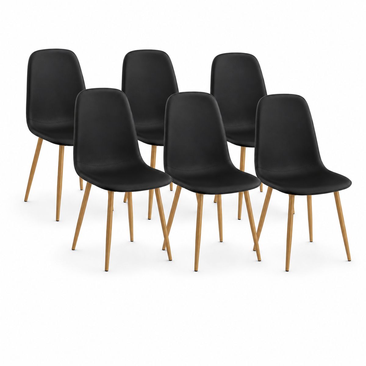 GENERICO - Pack 6 Sillas De Comedor Modelo Scoop Ecocuero
