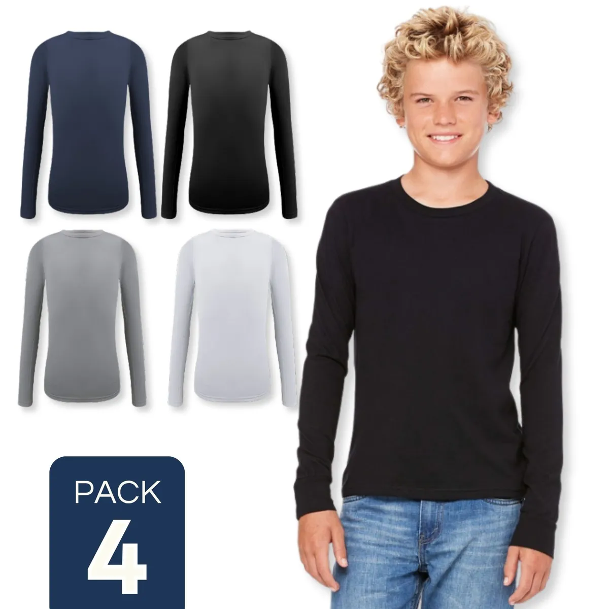 UTILISIMO - Pack 4 Camisetas Polera Polar Niño Primera Capa