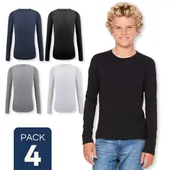 UTILISIMO - Pack 4 Camisetas Polera Polar Niño Primera Capa