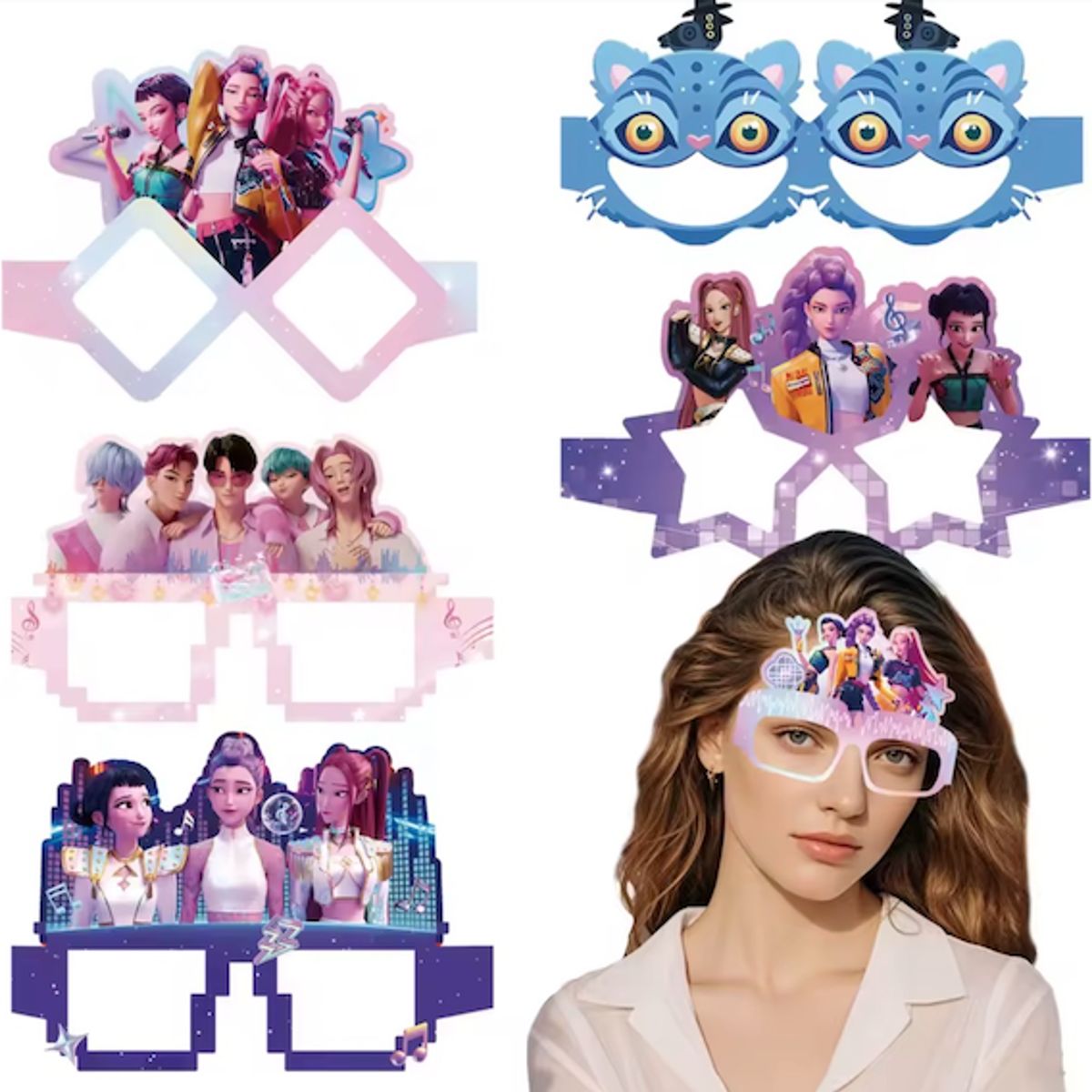 GENERICO - Pack 12 Antifaces Cartulina Personajes Kpop Carton Fiestas