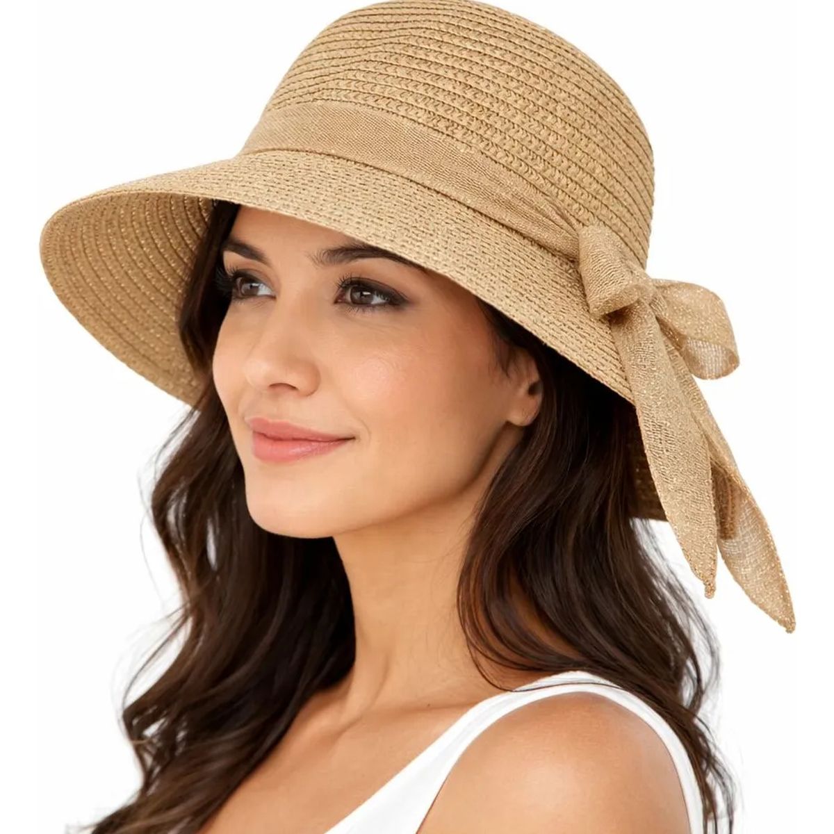 KUANGYE - Sombrero De Verano Playa Mujer Protección Solar Lazo