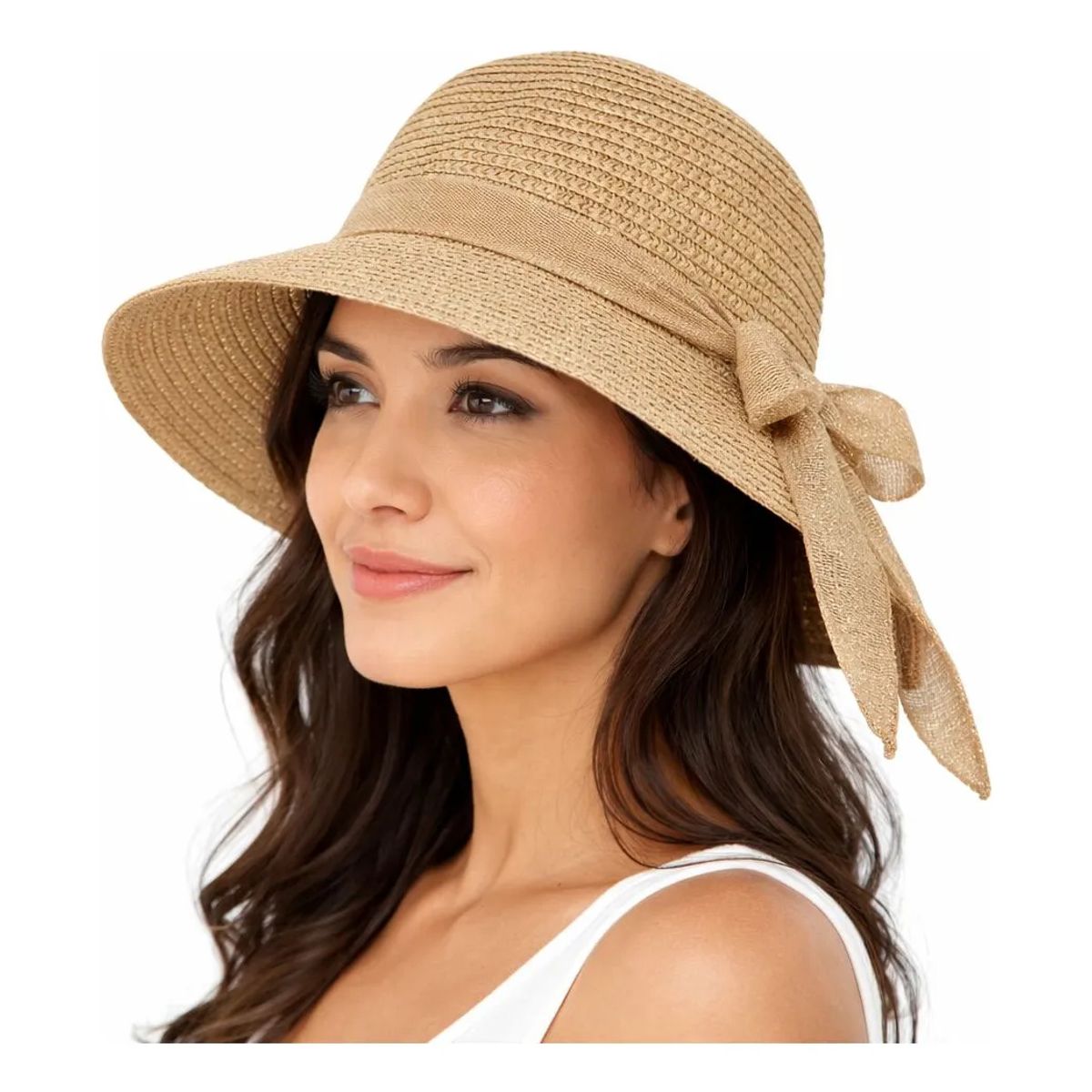 KUANGYE - Sombrero De Verano Playa Mujer Protección Solar Lazo