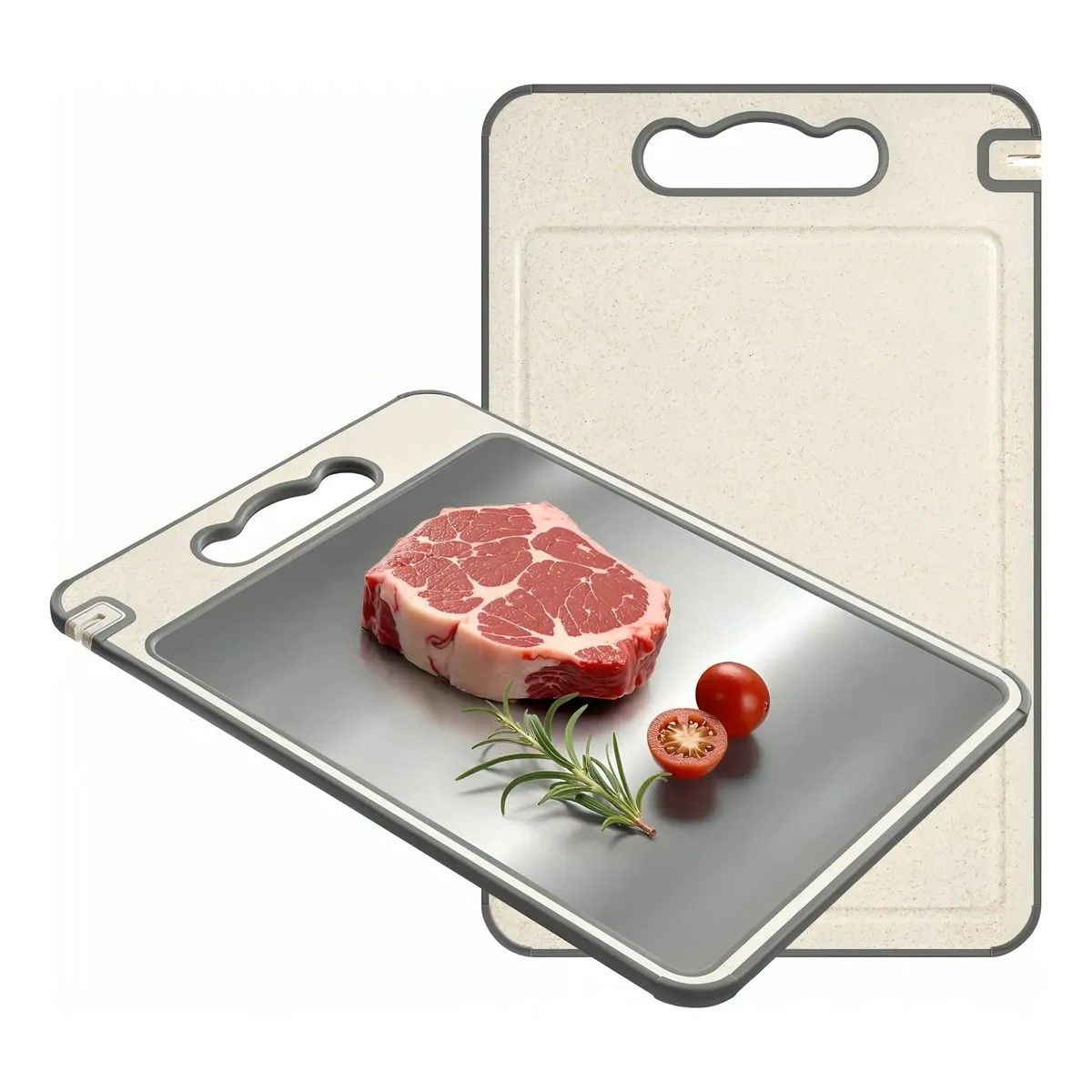 GENERICO - Tabla De Picar Doble Cara Acero Inoxidable 30x46cm Cocina BELUG
