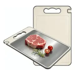 GENERICO - Tabla De Picar Doble Cara Acero Inoxidable 30x46cm Cocina BELUG