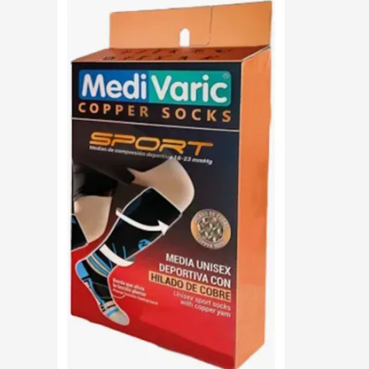 GENERICO - Medivaric, Medias de Compresión Deportiva 18-23 mmHg, Unisex, Talla M, NegroGris