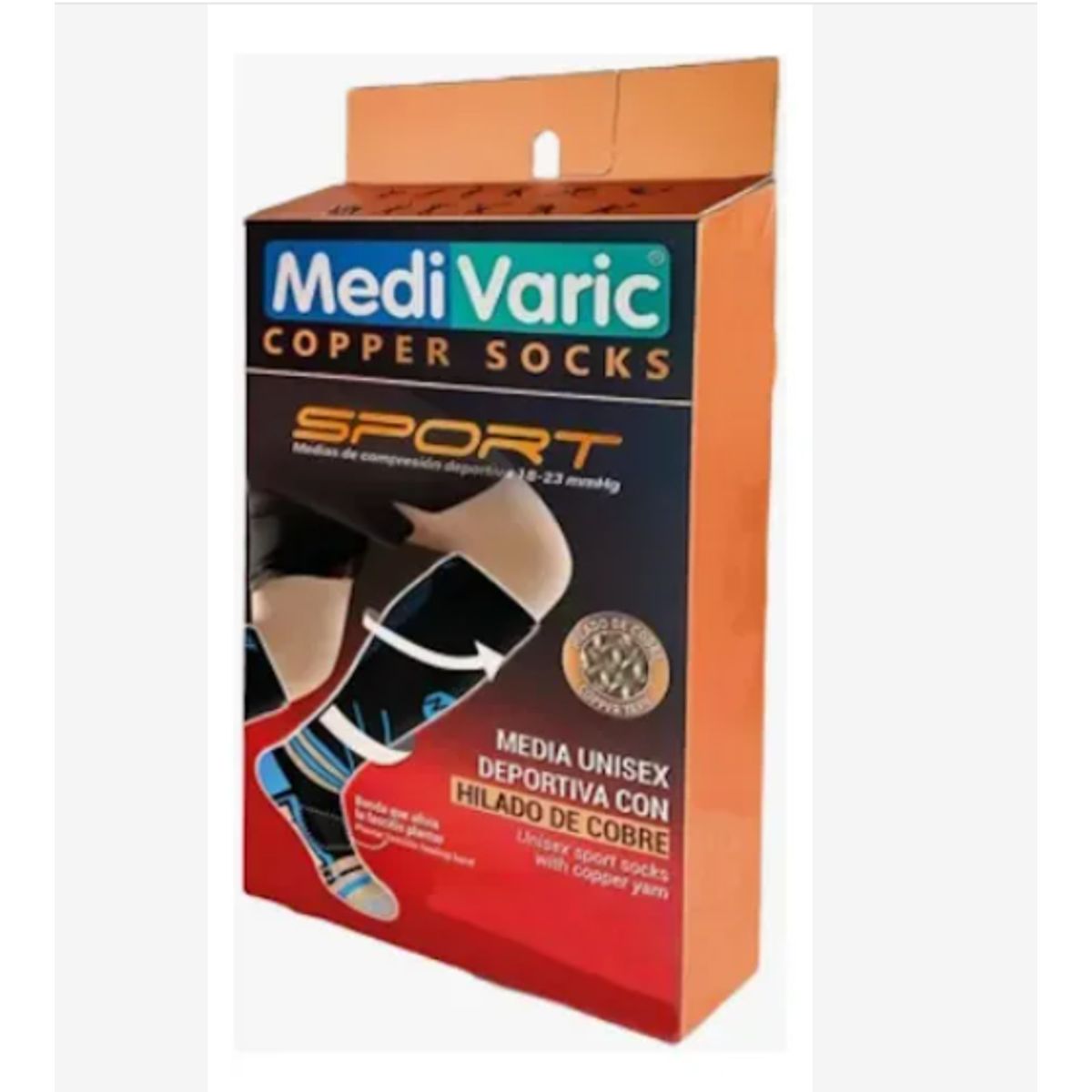 GENERICO - Medivaric, Medias de Compresión Deportiva 18-23 mmHg, Unisex, Talla M, NegroGris