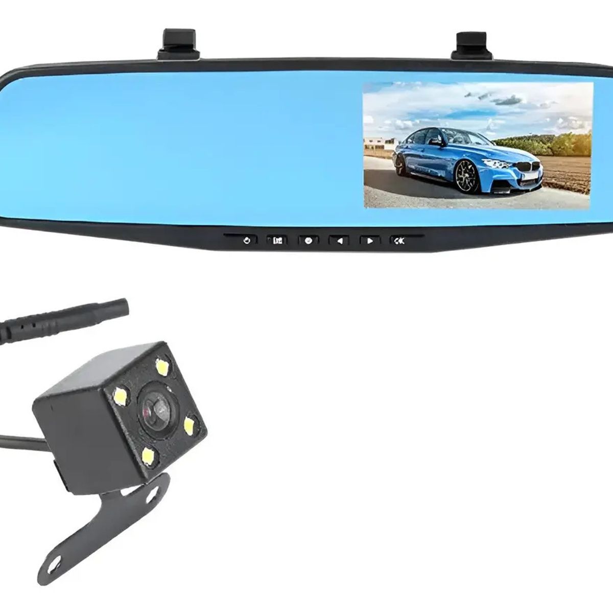 IRM - Camara Auto Espejo Retrovisor Frontal Retroceso Hd Grabadora Seguridad Con Pantalla FIGOIMPORT