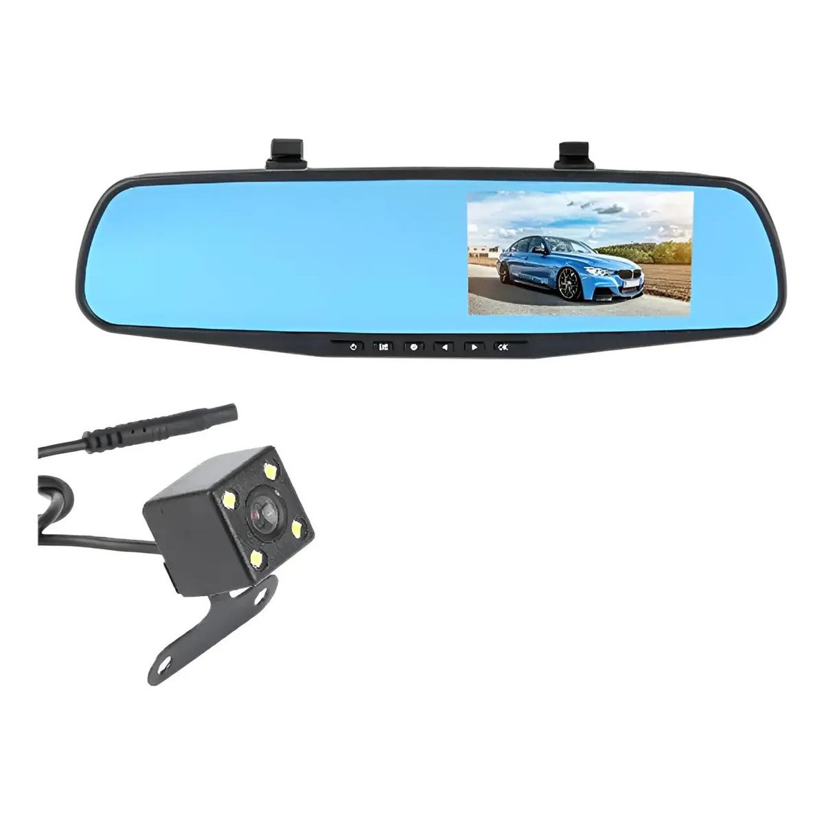 IRM - Camara Auto Espejo Retrovisor Frontal Retroceso Hd Grabadora Seguridad Con Pantalla FIGOIMPORT