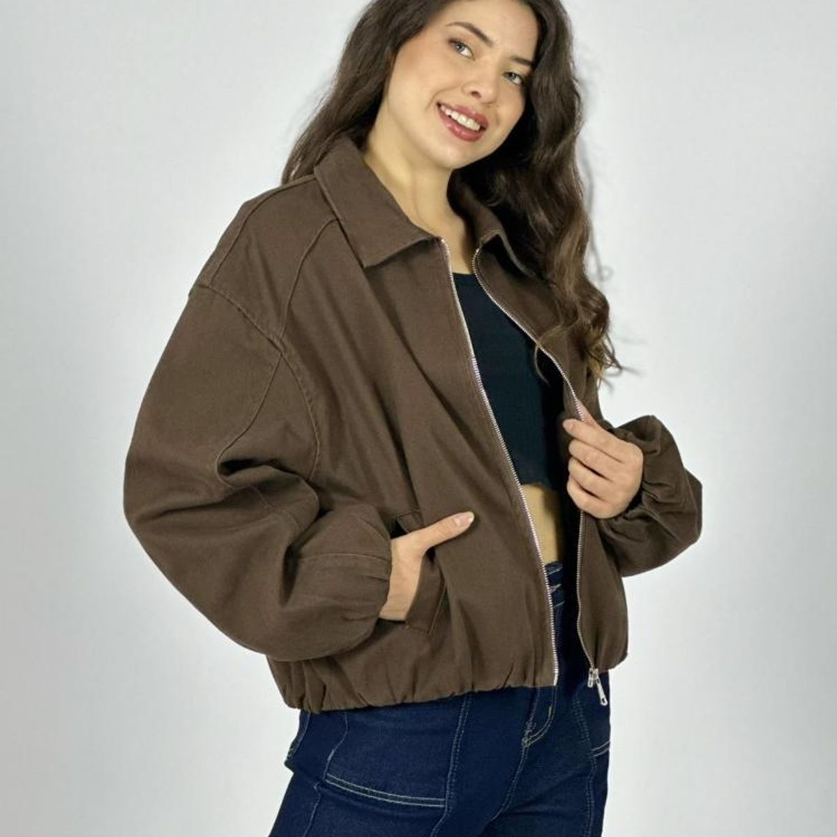 ENIGMATICA BOUTIQUE - Chaqueta Bomber de Mezclilla