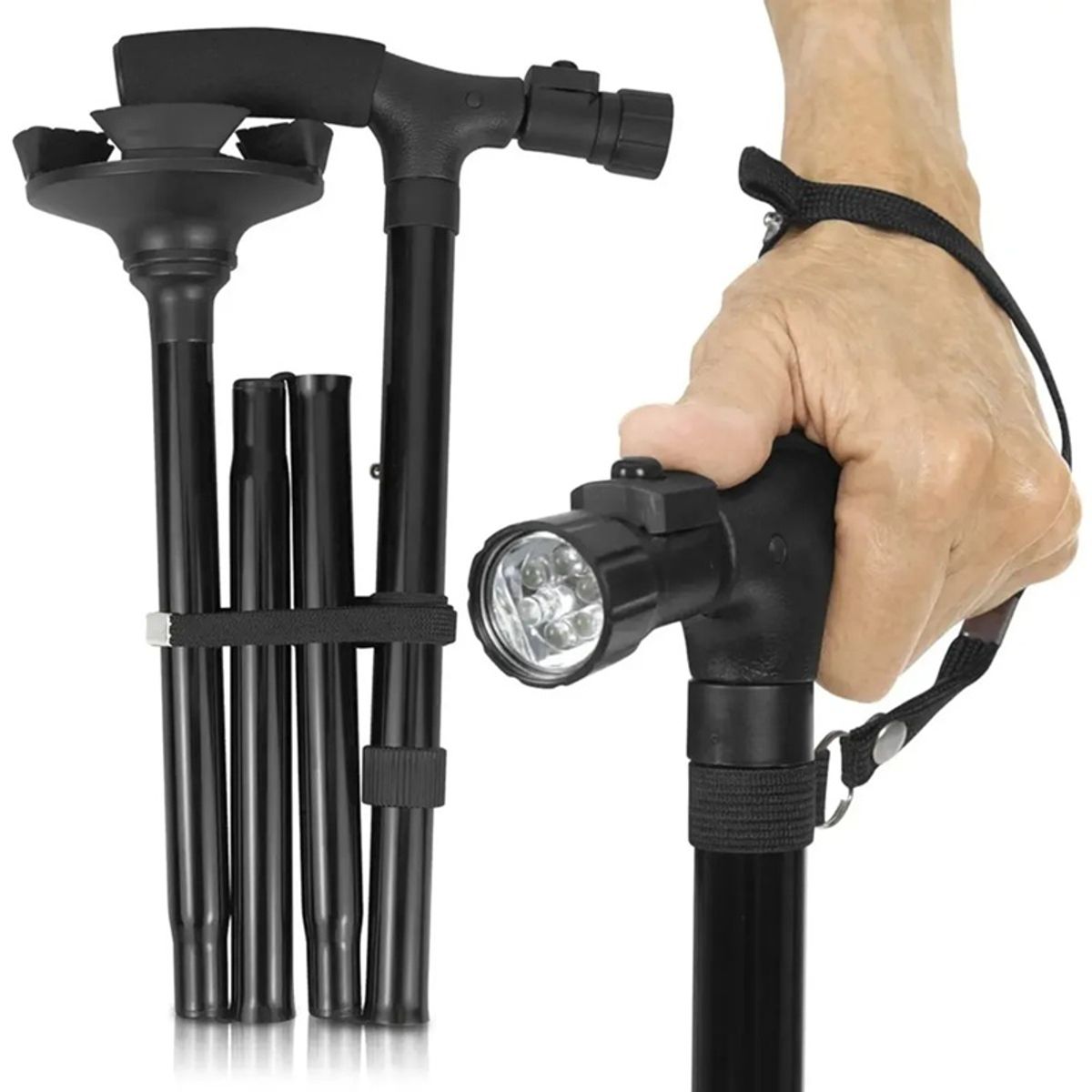 MOVI - Bastón Ortopedico Plegable con Luz Led