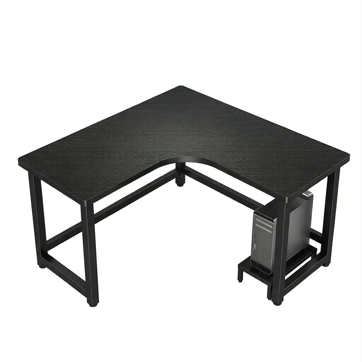 IDEEHOUSE - Escritorio Mesa Gamer Negro Estructura Metálica Forma L 100x140x60x75cm