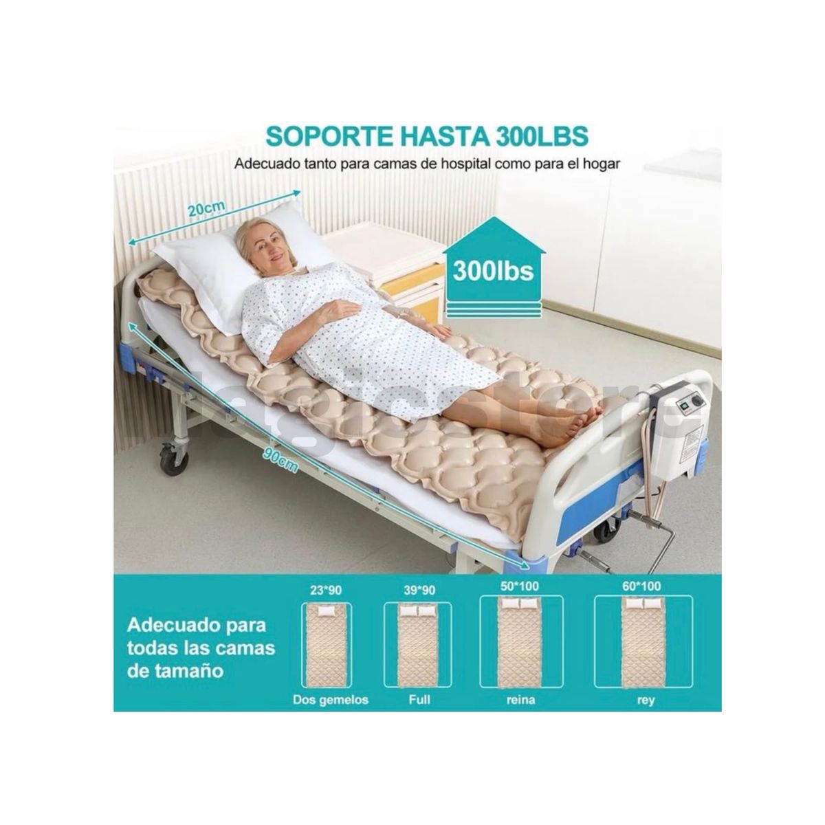 GENERICO - Colchón Antiescaras Eléctrico de 1 Plaza Con Motor magicstore