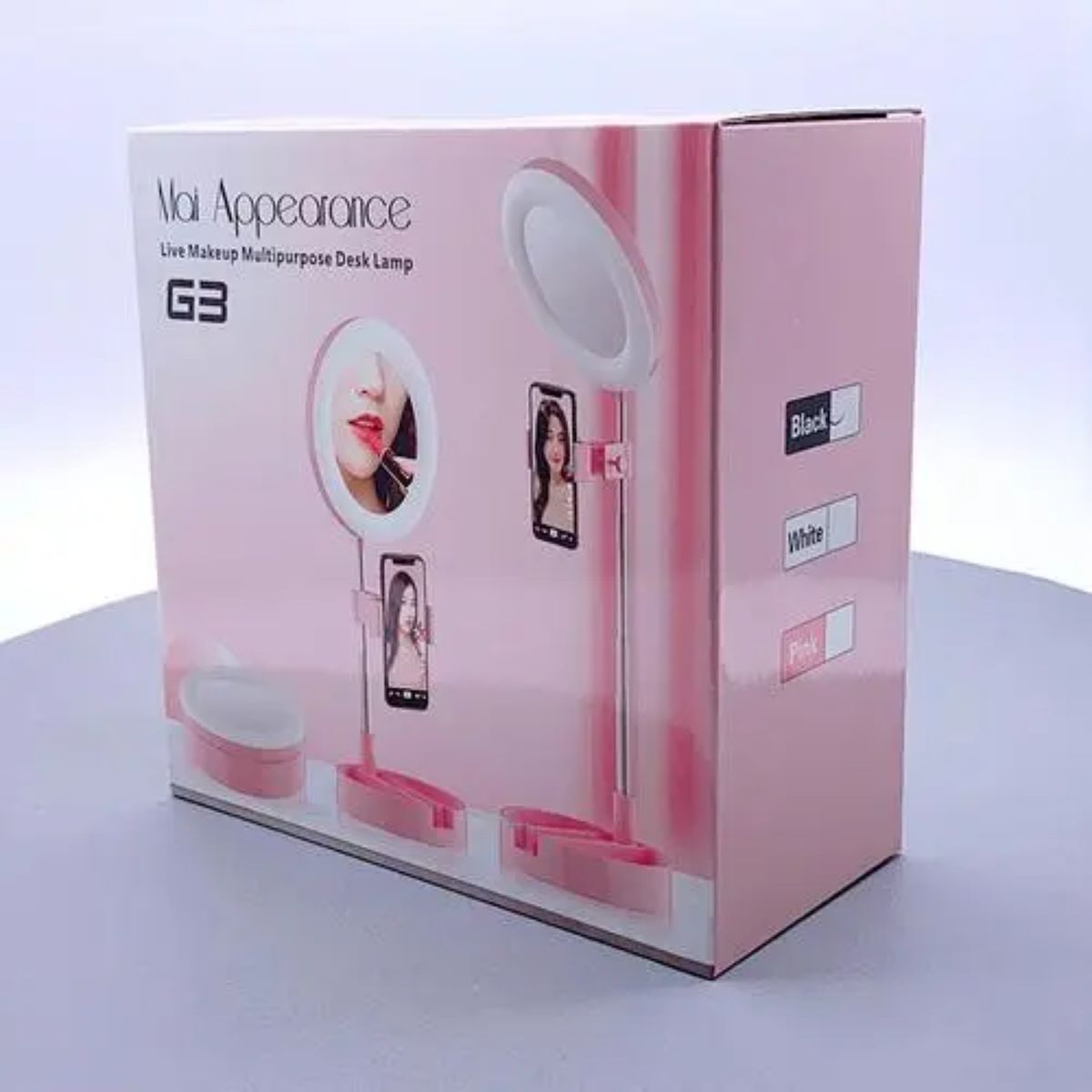 GENERICO - Aro De Luz Led 56cm Con Espejo Y Soporte Celular Negro Profesional Colores Surtidos