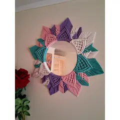 GENERICO - Espejo Decorativo Macramé Ensueño Boho Natural 43 cm