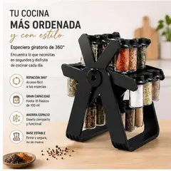 MOVI - Organizador Giratorio para Condimentos con Frascos de Vidrio