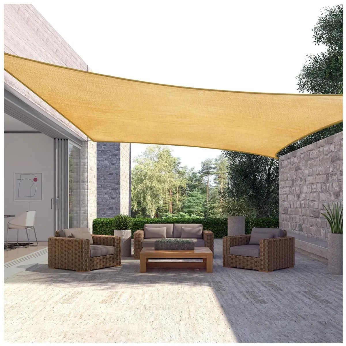 KUANGYE - Malla Sombra Vela Tela Lona Toldos 4x3 Raschel 95% Sombra Con Accesorios