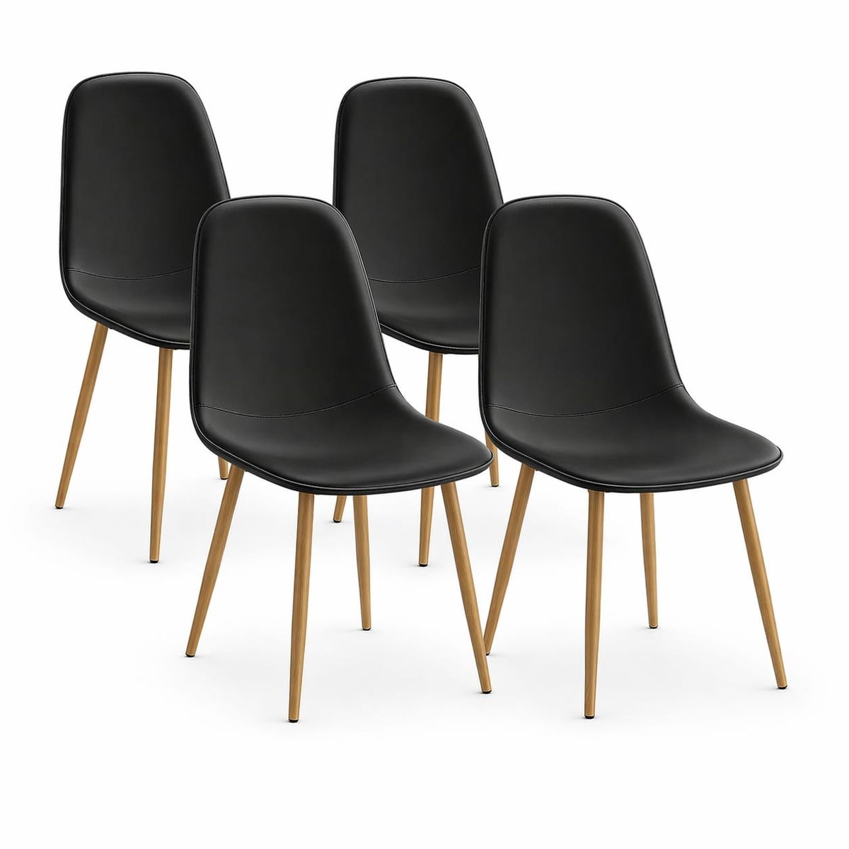 GENERICO - Pack 4 Sillas De Comedor Modelo Scoop Ecocuero