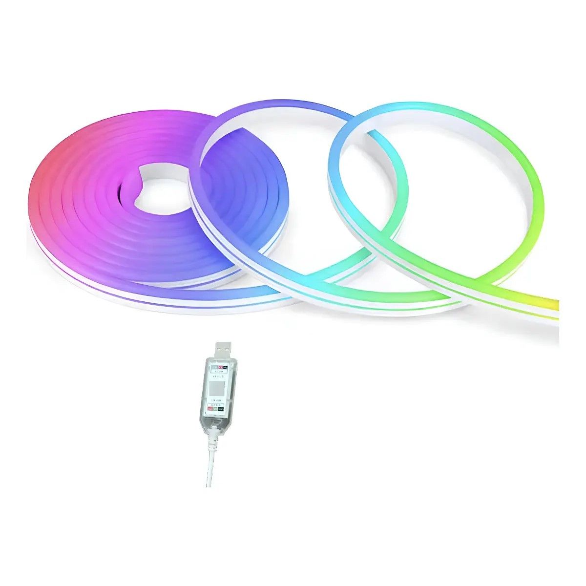 GENERICO - Tira Luz Led Neón Rgb Ic Bluetooth Cinta 5 Metros Usb Con Control Y App Brillo BELUG