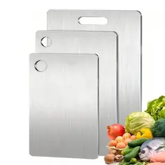 GENERICO - 3 Tablas De Cocina De Acero Inoxidable Para Picar Alimentos