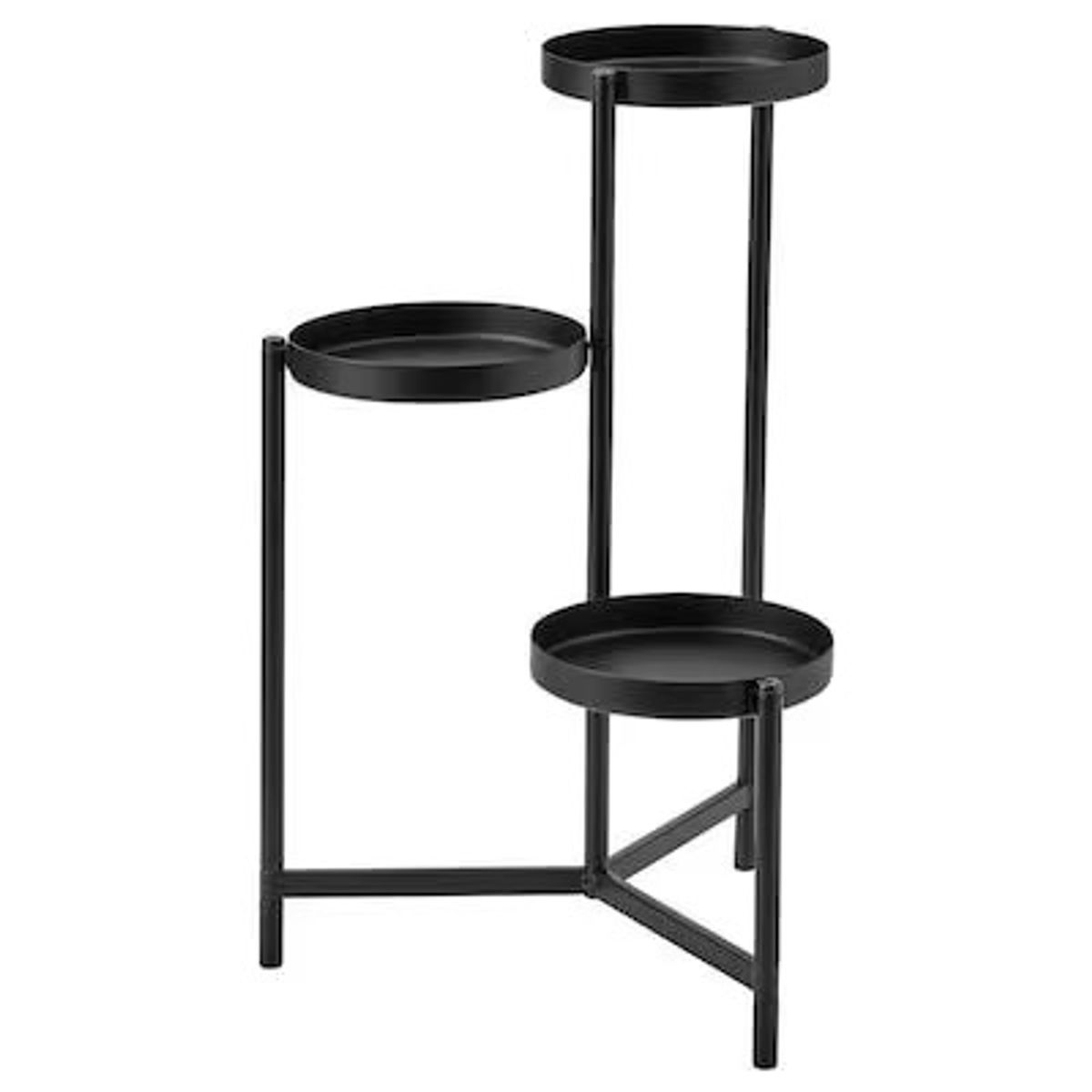GENERICO - Soporte Para Maceteros 3 Niveles Metal Negro Pedestal