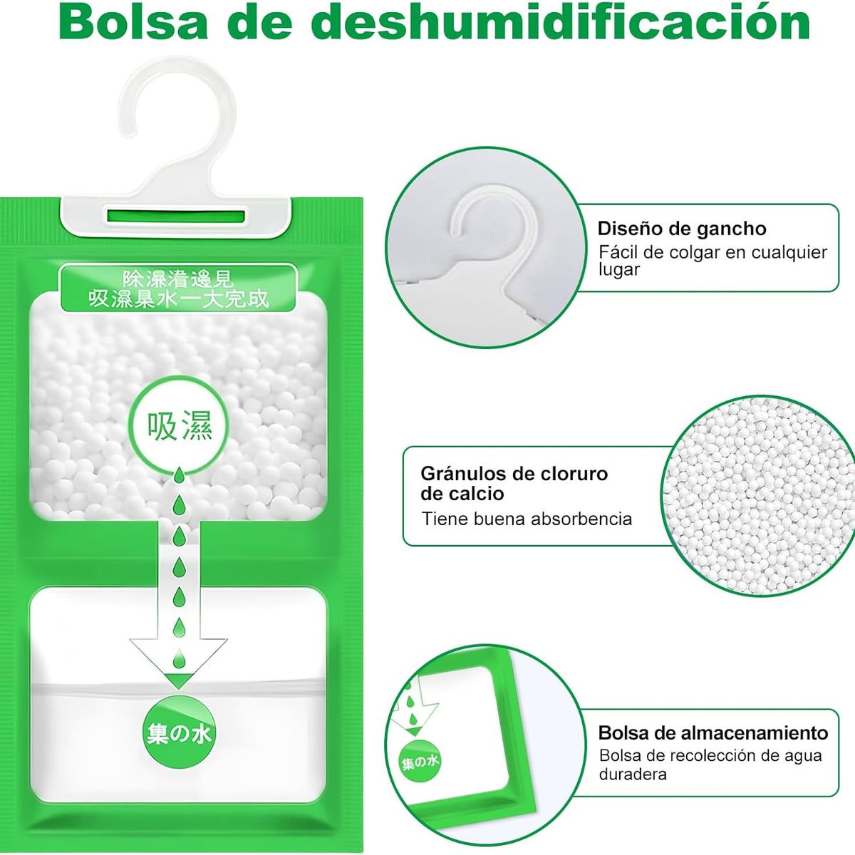 KUANGYE - 15 Bolsas Deshumidificadora Antimoho Absorve Humedad Closet