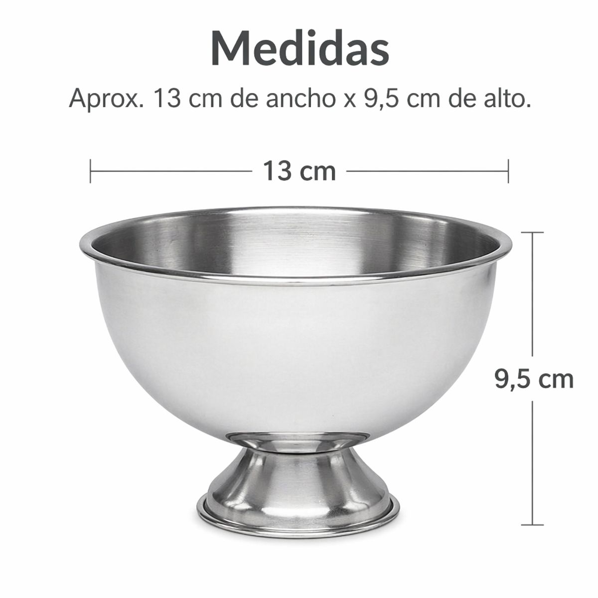 GENERICO - Copa de postre acero inoxidable con base 13cm para helados y frutas - 1 pcs