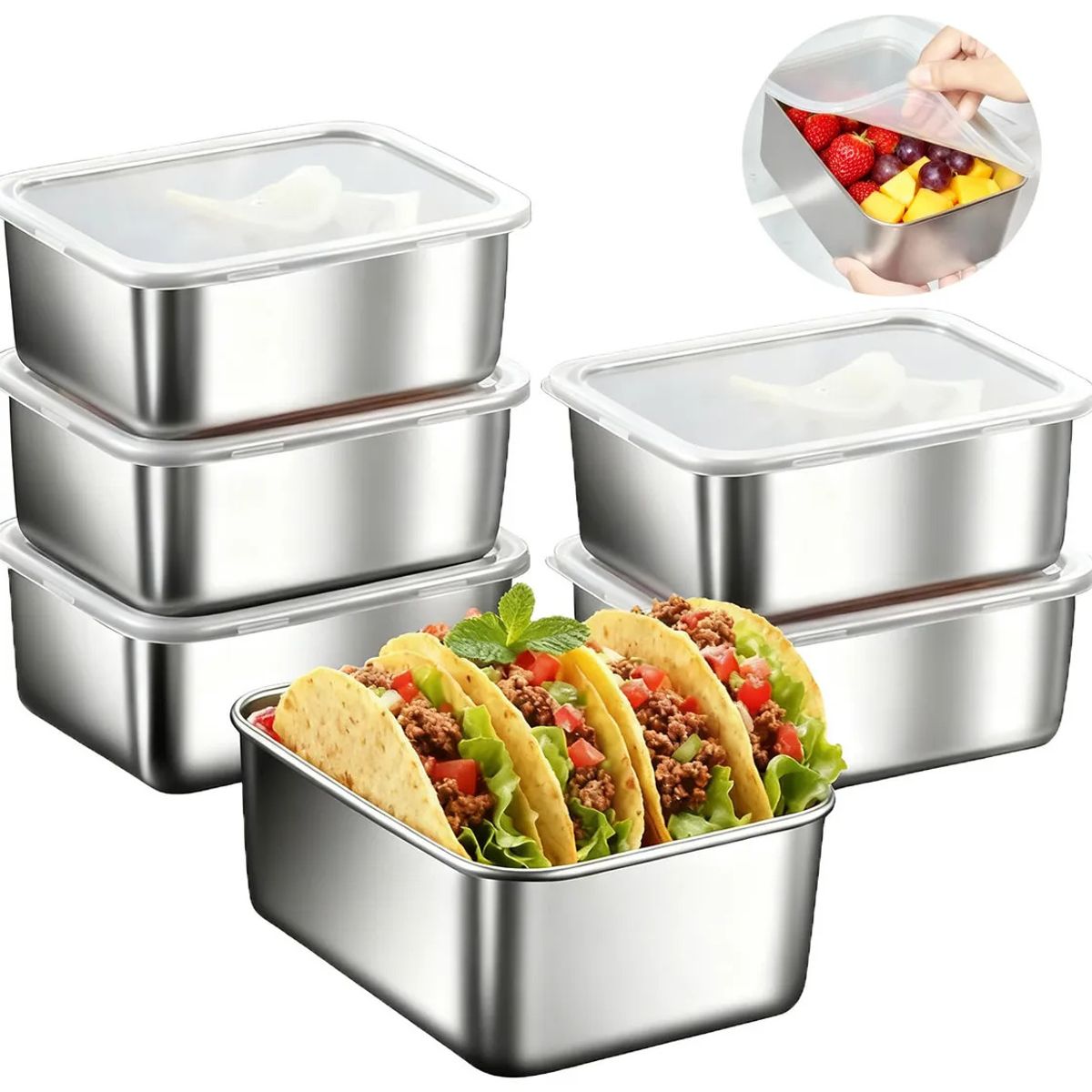KUANGYE - Recipientes Herméticos De Acero Inoxidable Para Cocina 6pzs