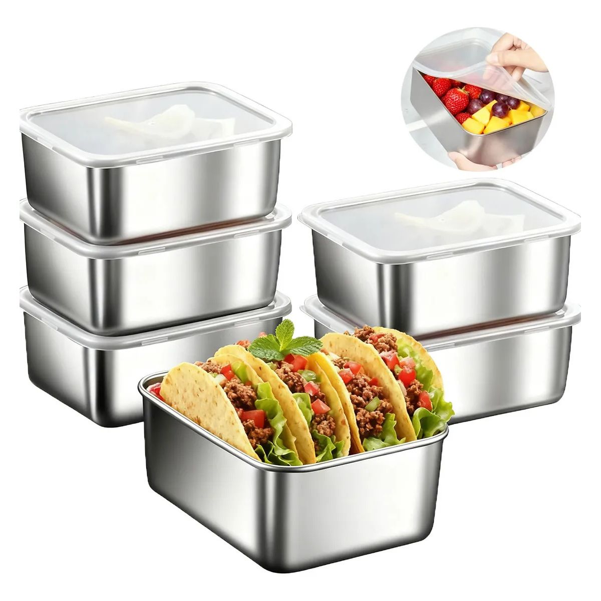 KUANGYE - Recipientes Herméticos De Acero Inoxidable Para Cocina 6pzs