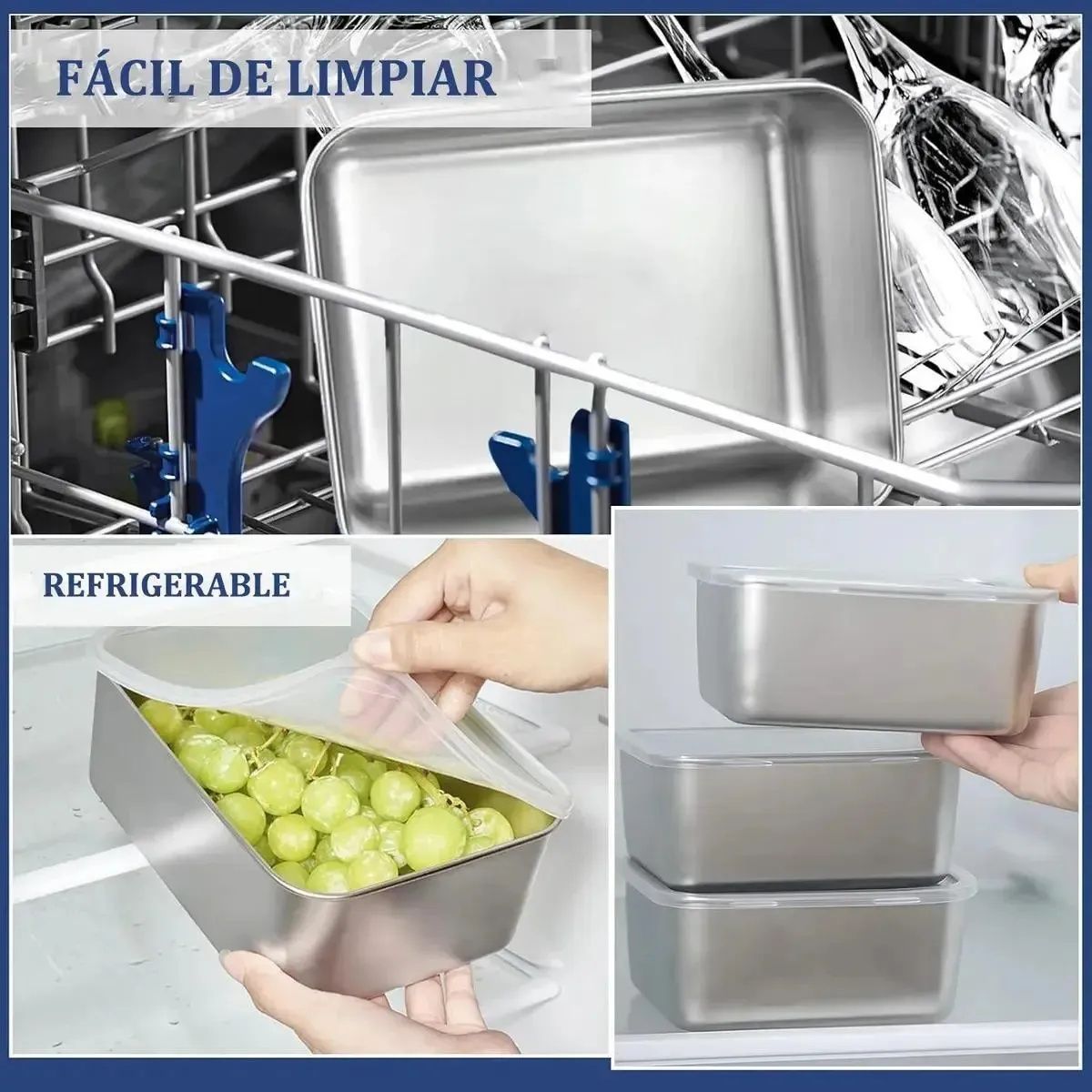 KUANGYE - Recipientes Herméticos De Acero Inoxidable Para Cocina 6pzs