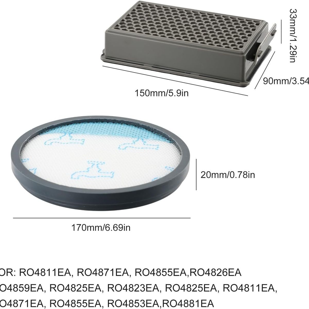 KUANGYE - Set Filtros Compatibles Con Rowenta Compact Power Xxl