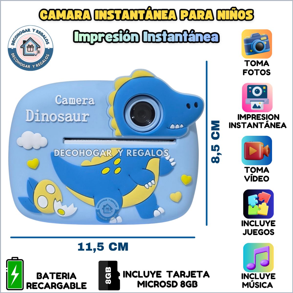 GENERICO - Cámara De Fotos Digital Para Niños, Impresion Instantánea Térmica, Juguete Niños