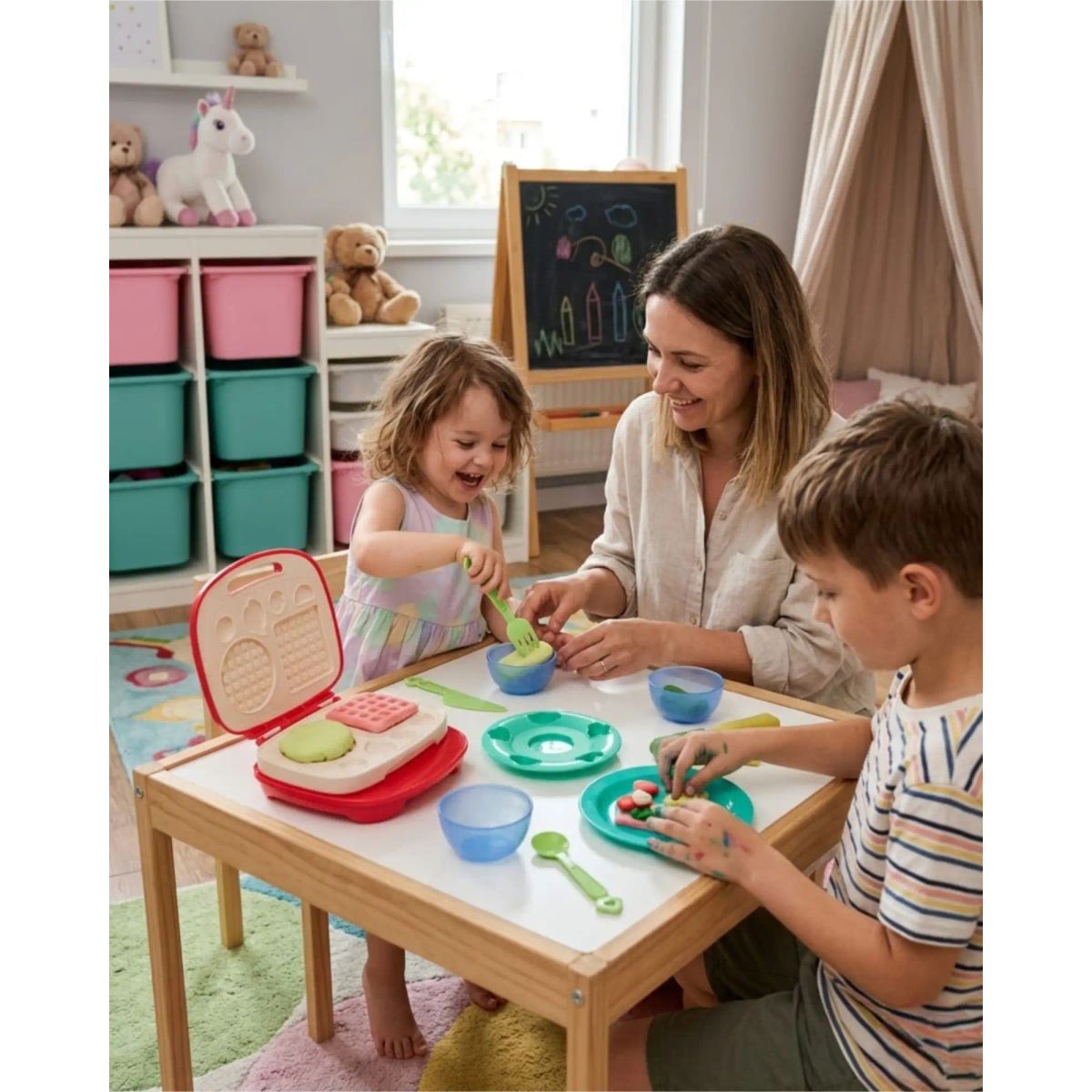 GENERICO - Máquina De Waffles Infantil Con Masas Y Moldes Didácticos