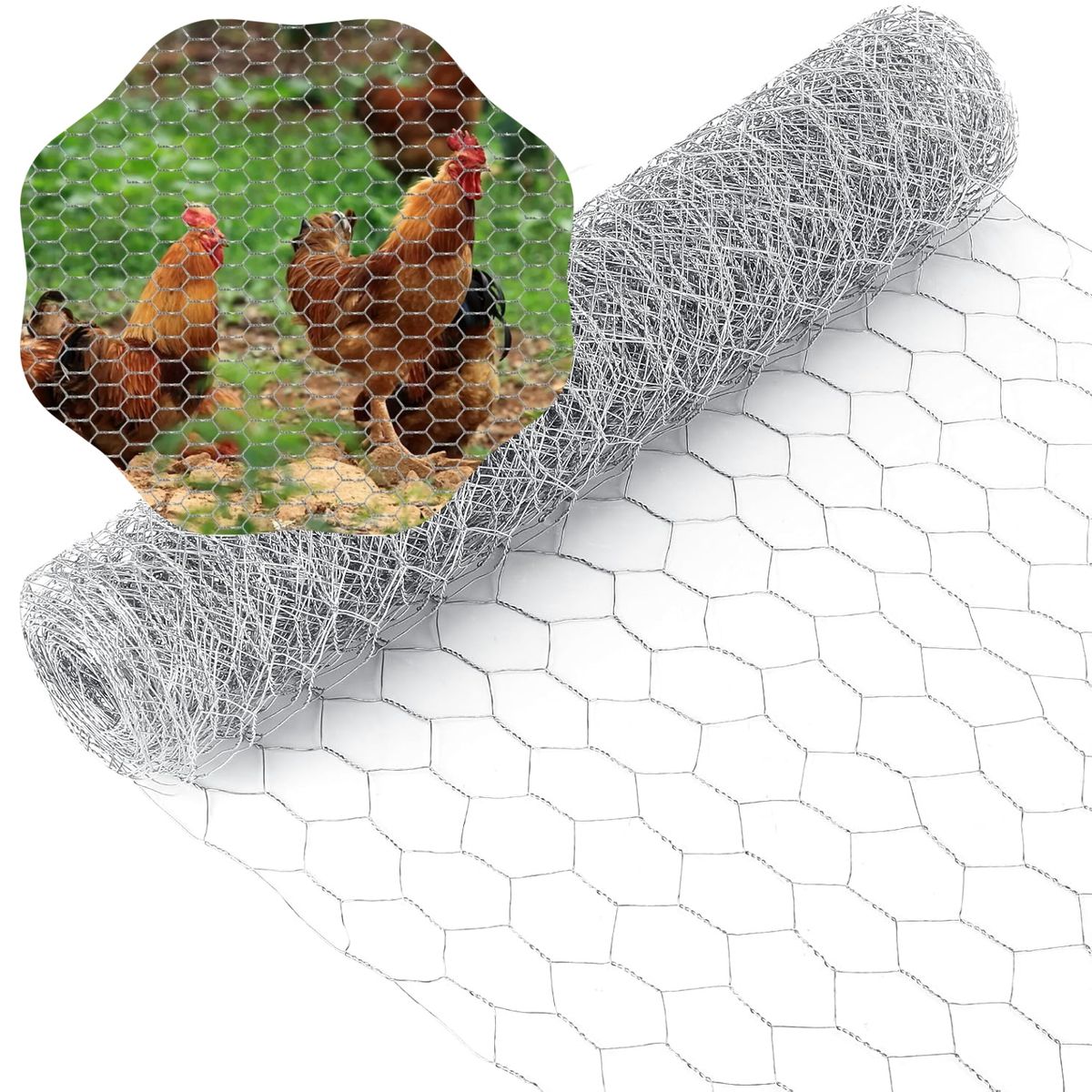 Rollo Malla Hexagonal Galvaniza Alambre 1x20M,Malla Gallinero Malla Alambre Para Plantas De Jardín, marca KUANGYE - Foto Principal