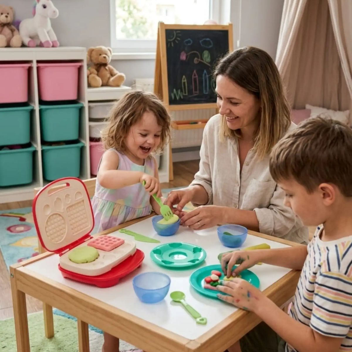 GENERICO - Set Wafflera De Juguete Con Vajilla Y Plasticinas Infantiles