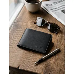CARVEN - Billetera hombre Bruno negra con monedero Paris