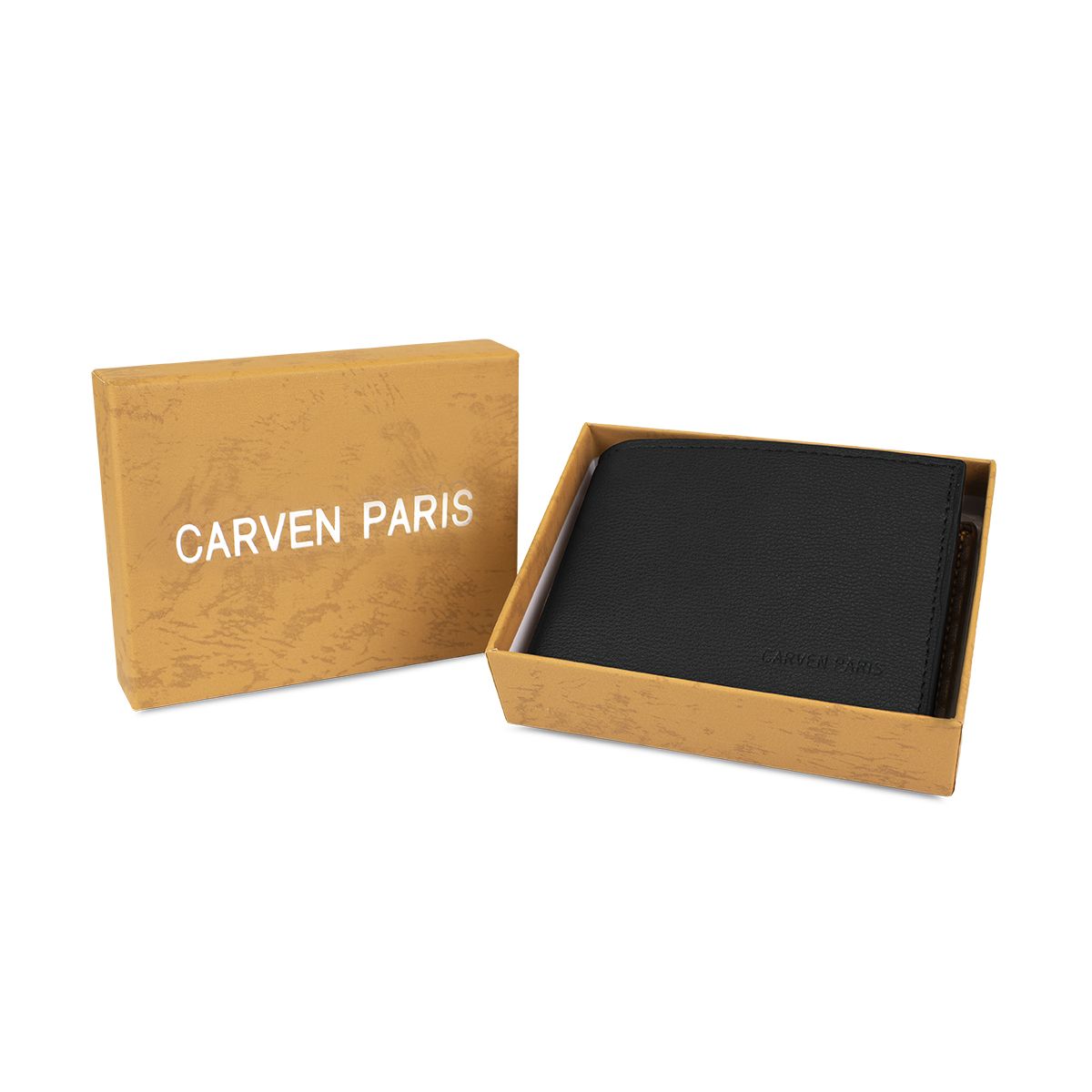 CARVEN - Billetera hombre Bruno negra con monedero Carven Paris