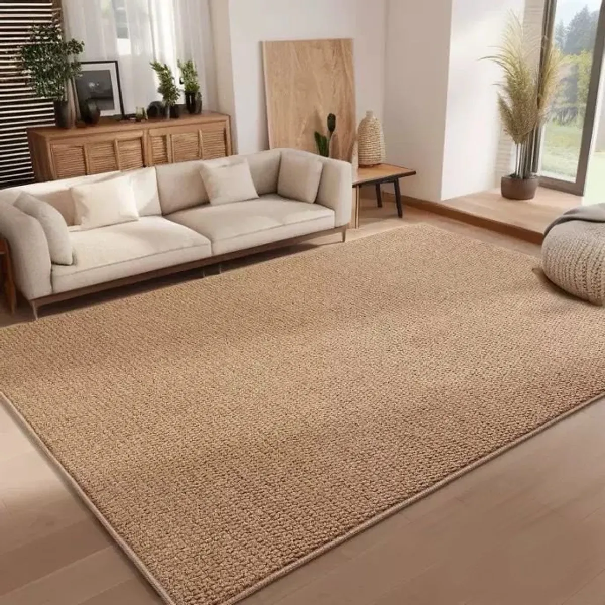 GENERICO - ALFOMBRA TEJIDA ANTIDESLIZANTE DE 200CM X 300CM COLOR CAFE CM