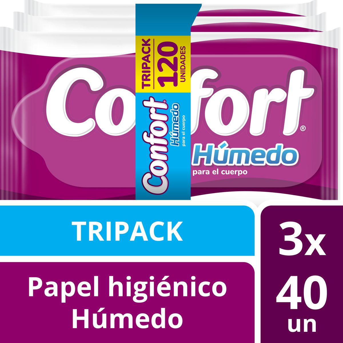 CONFORT - Papel Higienico Húmedo Confort Tripack x 40un