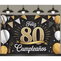GENERICO - Fondo Fotográfico Feliz 80 Cumpleaños 80x120 cm