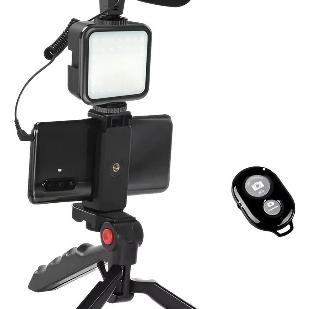 GENERICO - Kit Vlogger móvil con soporte estabilizador, luz LED ymic
