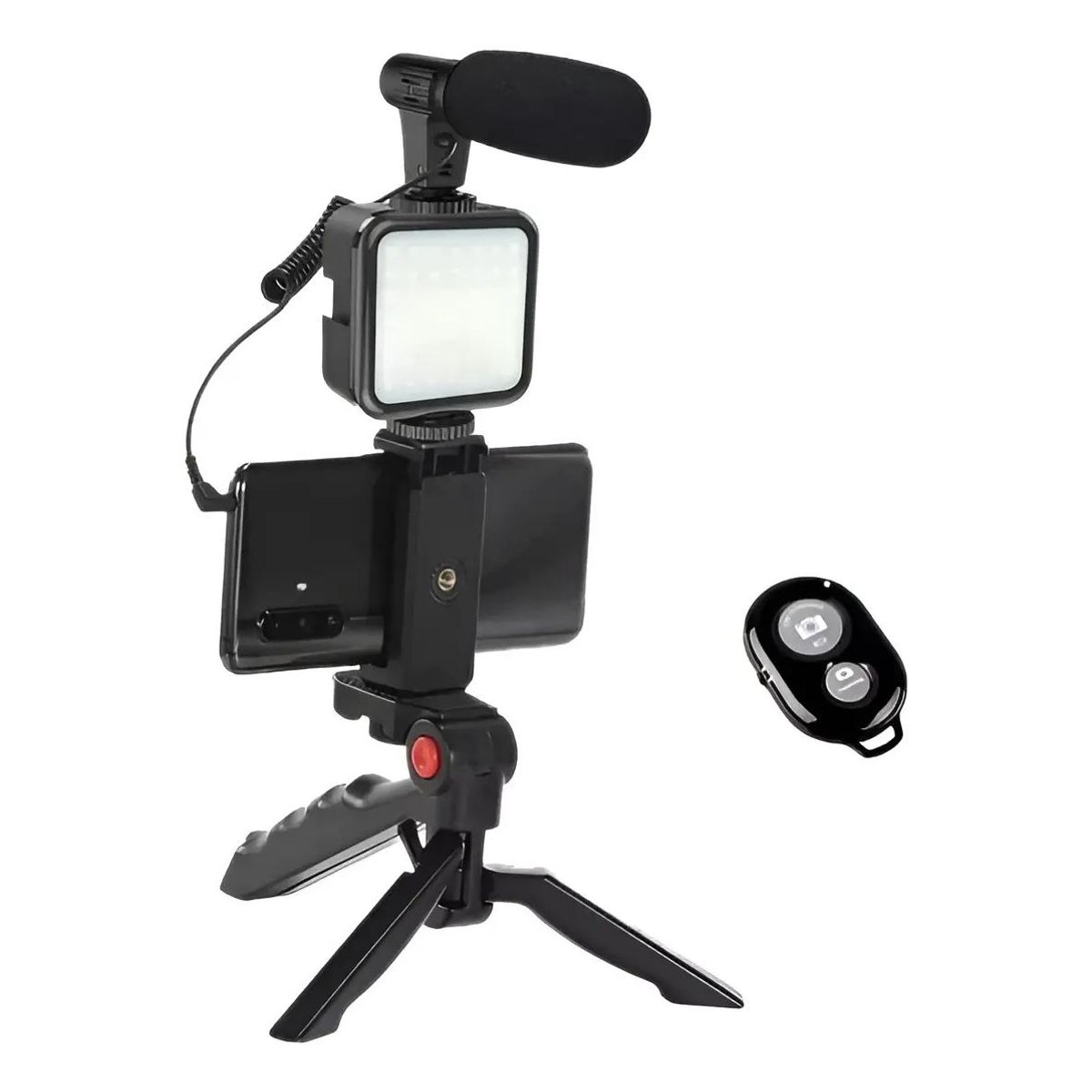 GENERICO - Kit Vlogger móvil con soporte estabilizador, luz LED ymic