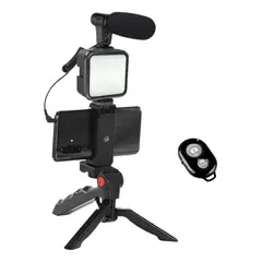 GENERICO - Kit Vlogger móvil con soporte estabilizador, luz LED ymic