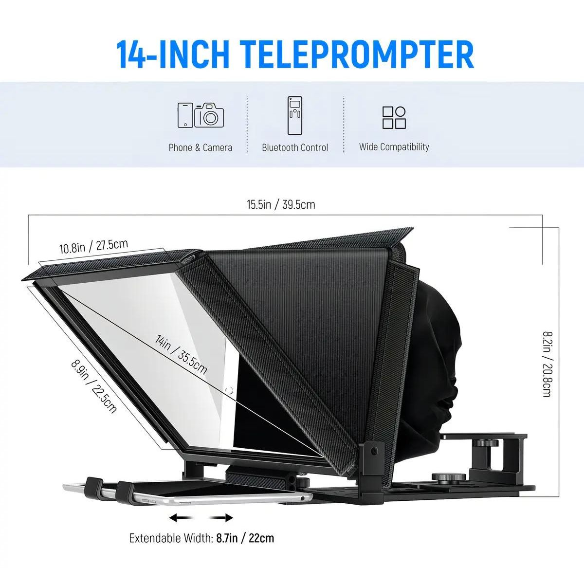 GENERICO - Teleprompter para cámara con control remoto